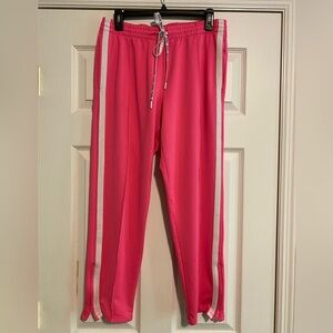 Victoria's Secret Track Pants Lg hot pink Drawstring Zipper Ankle Cuffs